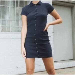 Brandy Melville Blue Button-Down Mini Caroline Dress OS Stretchy Clueless Party